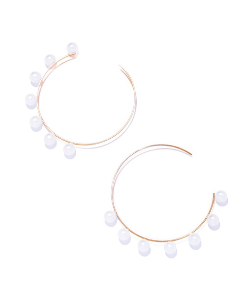 ピアス 「les bon bon」flotter pearl hoop pierce M/フロテ パール フープ ピアス M 両耳 BOB913の画像