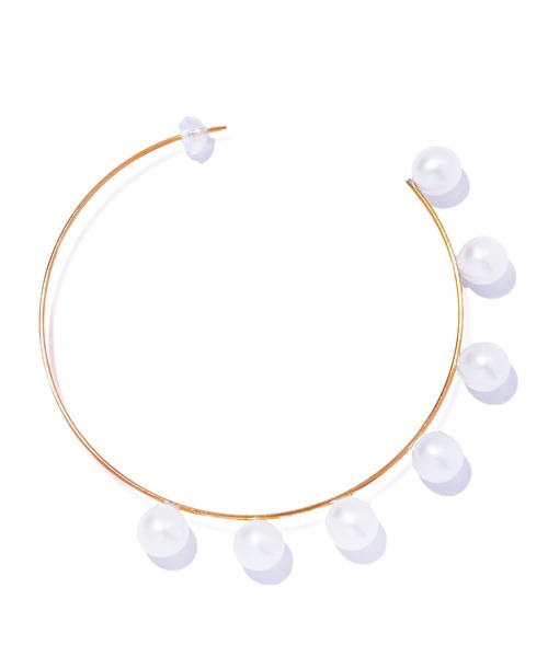 ピアス 「les bon bon」flotter pearl hoop pierce M/フロテ パール フープ ピアス M 両耳 BOB913の画像