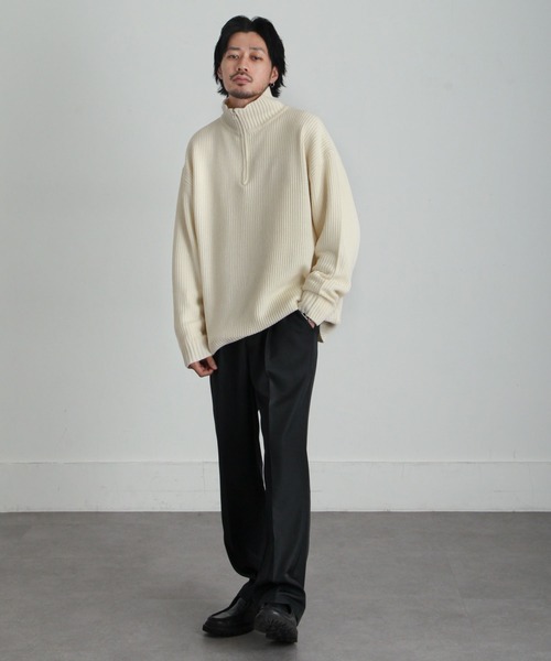 「ZIP FIVE」 長袖ニット LARGE ベージュ メンズ_画像2