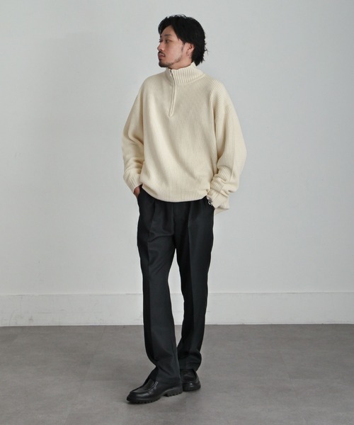 「ZIP FIVE」 長袖ニット LARGE ベージュ メンズ_画像4