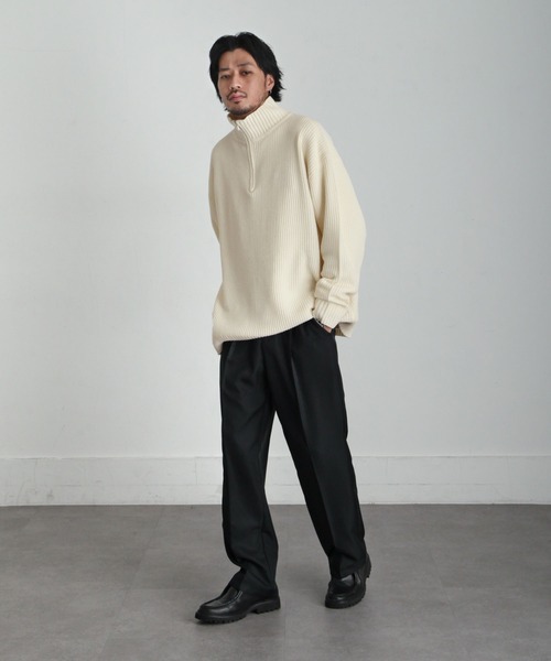 「ZIP FIVE」 長袖ニット LARGE ベージュ メンズ_画像5