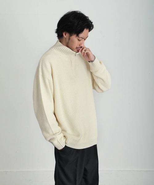 「ZIP FIVE」 長袖ニット LARGE ベージュ メンズ_画像6