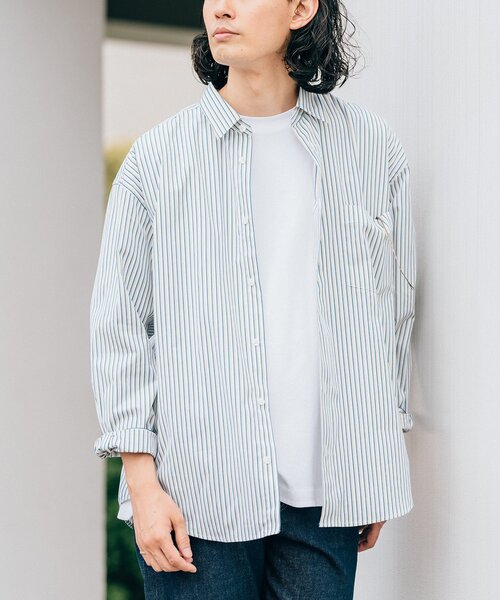 「EDIFICE」 長袖シャツ「THOMAS MASONコラボ」 LARGE ブルー メンズの画像