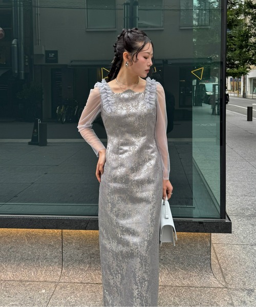 ドレス Shouder frill jacquard dressの画像