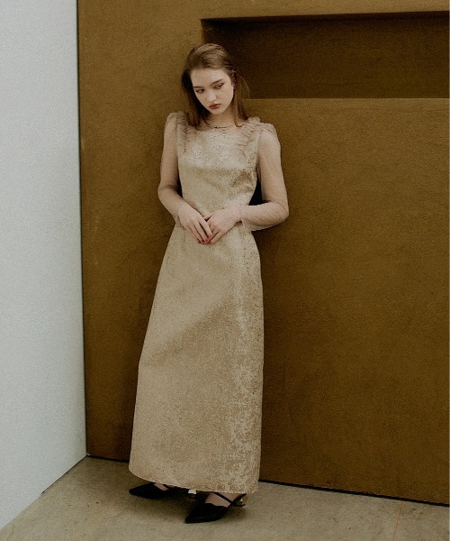 ドレス Shouder frill jacquard dressの画像