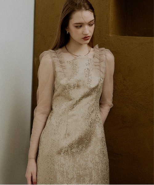 ドレス Shouder frill jacquard dressの画像