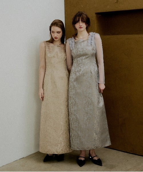 ドレス Shouder frill jacquard dressの画像