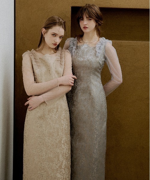 ドレス Shouder frill jacquard dressの画像