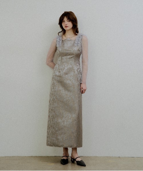 ドレス Shouder frill jacquard dressの画像