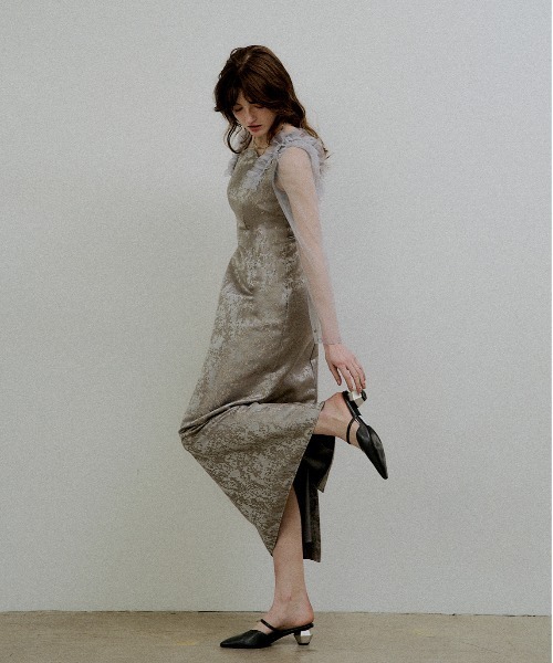 ドレス Shouder frill jacquard dressの画像