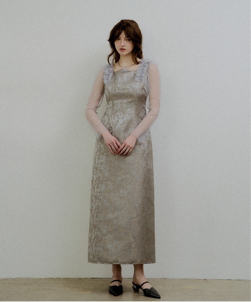ドレス Shouder frill jacquard dressの画像