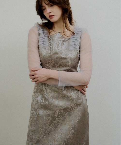 ドレス Shouder frill jacquard dressの画像