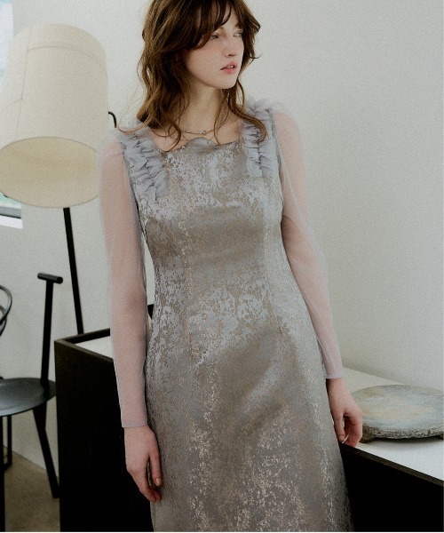 ドレス Shouder frill jacquard dressの画像