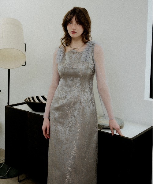 ドレス Shouder frill jacquard dressの画像