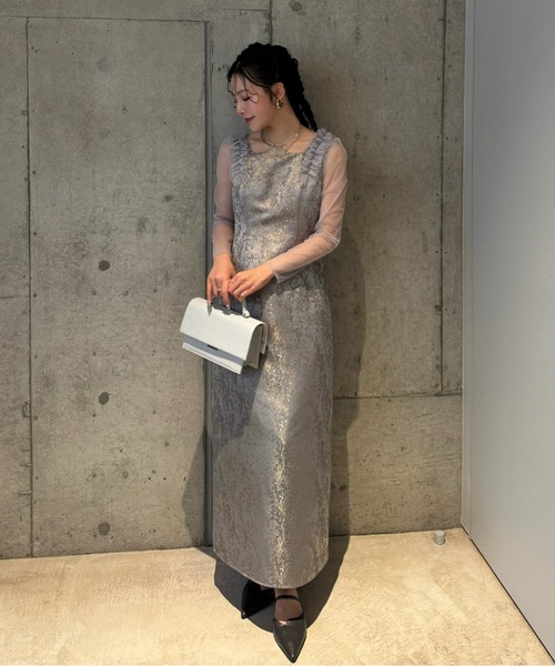 ドレス Shouder frill jacquard dressの画像