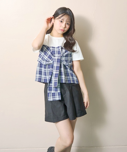 LOVETOXIC パンツ 美脚見えタックフレアキュロット キッズ 子供服