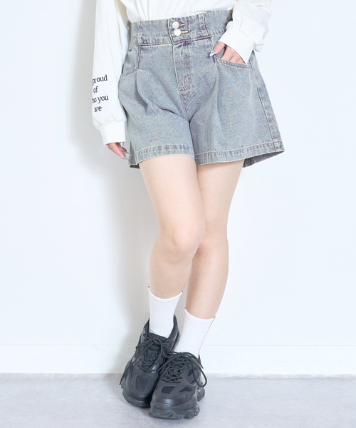LOVETOXIC パンツ 美脚見えタックフレアキュロット キッズ 子供服