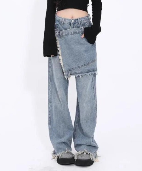 「Sibra」 デニムパンツ M サックスブルー レディース_画像2