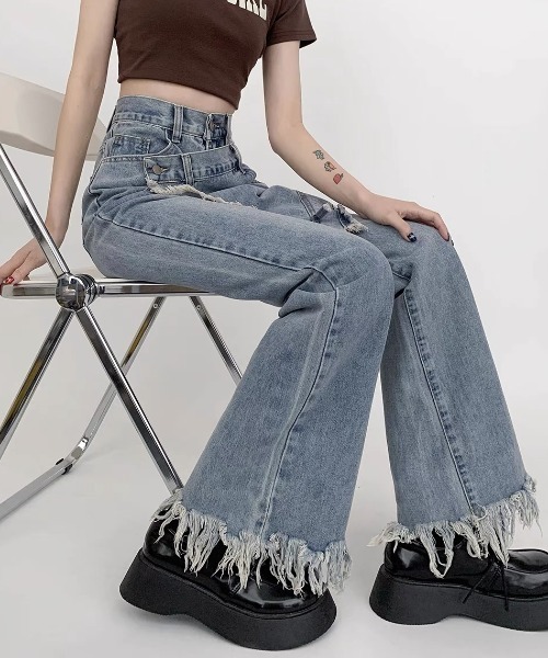 「Sibra」 デニムパンツ M サックスブルー レディース_画像7