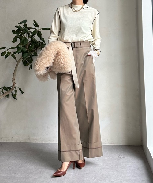 「DouDou」 パンツ 36 カーキ レディース_画像8