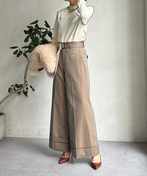 「DouDou」 パンツ 36 カーキ レディース_画像9
