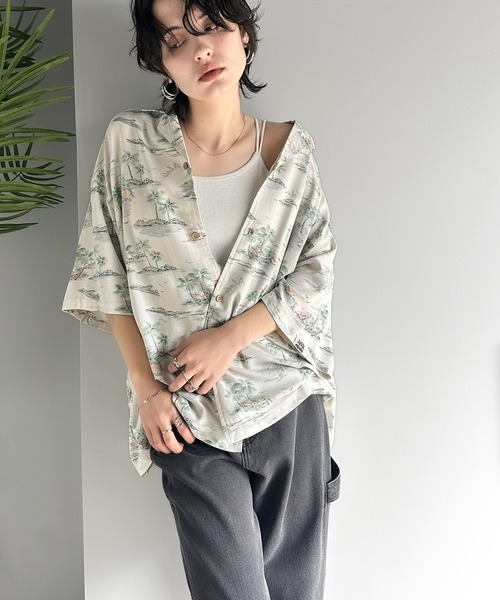 「Java」 半袖シャツ LARGE グリーン レディース_画像7