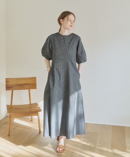 ワンピース olun 2way cocoon sleeve check onepiece OLUN ワンピース 半袖 2way cocoon sleeve check onepiece/2way