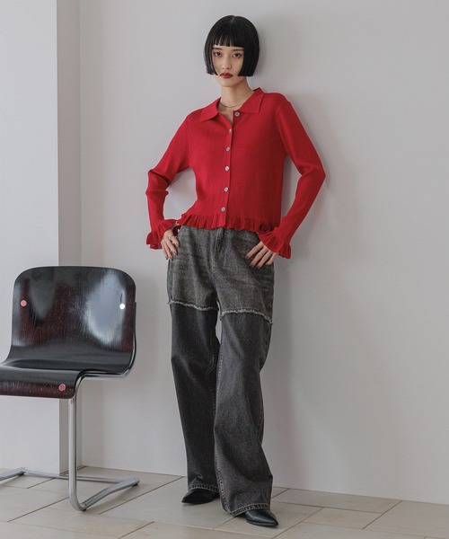「LOWRYS FARM」 デニムパンツ LARGE インディゴブルー レディース_画像3