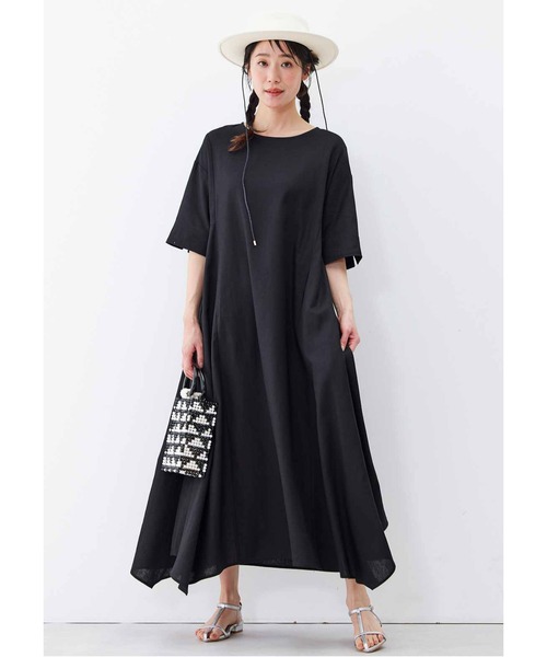 「Live in comfort」 半袖ワンピース LARGE ブラック レディース_画像2