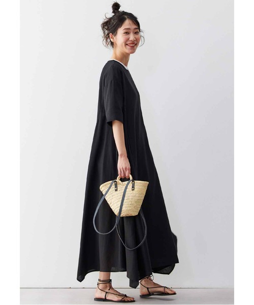 「Live in comfort」 半袖ワンピース LARGE ブラック レディース_画像3