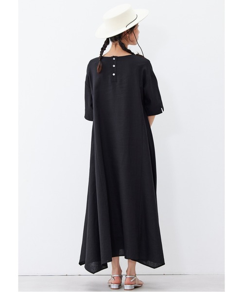 「Live in comfort」 半袖ワンピース LARGE ブラック レディース_画像4