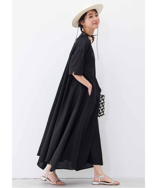 「Live in comfort」 半袖ワンピース LARGE ブラック レディース_画像5