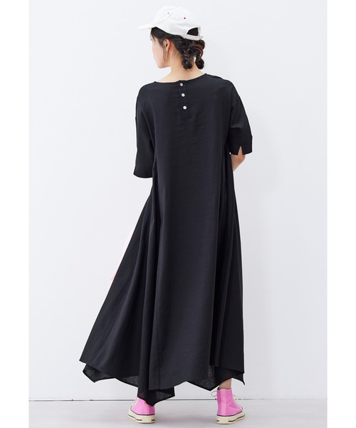 「Live in comfort」 半袖ワンピース LARGE ブラック レディース_画像7