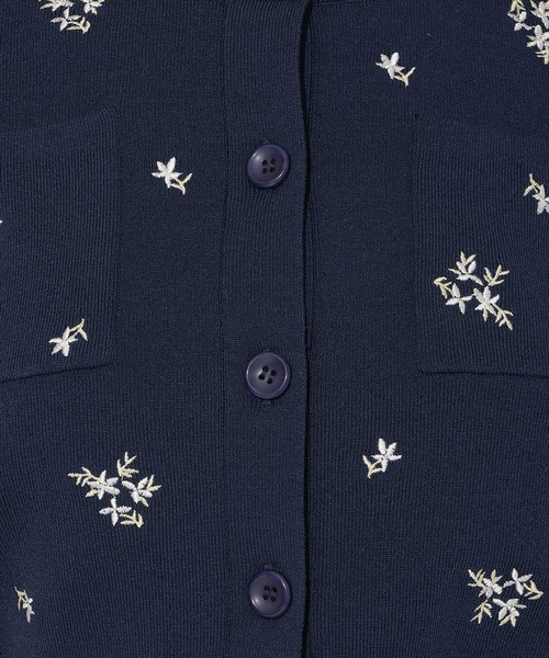 カーディガン 小花刺繍タックスリーブカーディガン レディースの画像