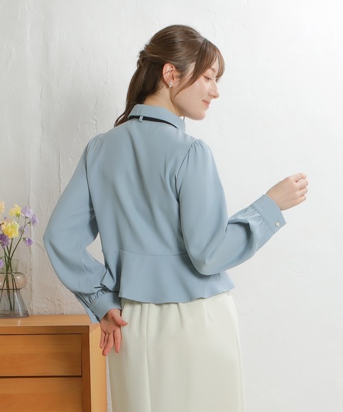 「ASTORIA ODIER」 長袖シャツ MEDIUM サックスブルー レディース_画像4