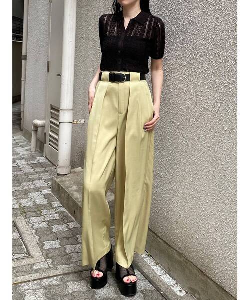 ワイドパンツ スラックス パンツ オーバータックワイドパンツ「ベルト付」　夏服 レディース | MURUA | 21