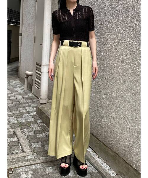 ワイドパンツ スラックス パンツ オーバータックワイドパンツ「ベルト付」　夏服 レディース | MURUA | 20