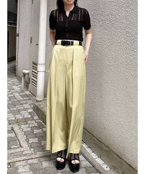 ワイドパンツ スラックス パンツ オーバータックワイドパンツ「ベルト付」　夏服 レディース | MURUA | 19