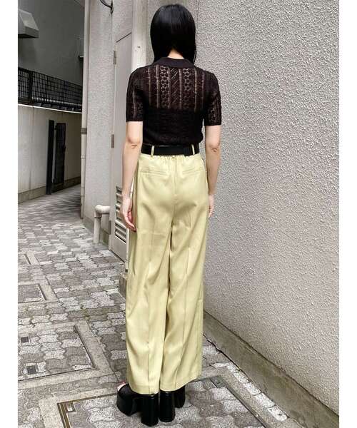 ワイドパンツ スラックス パンツ オーバータックワイドパンツ「ベルト付」　夏服 レディース | MURUA | 16