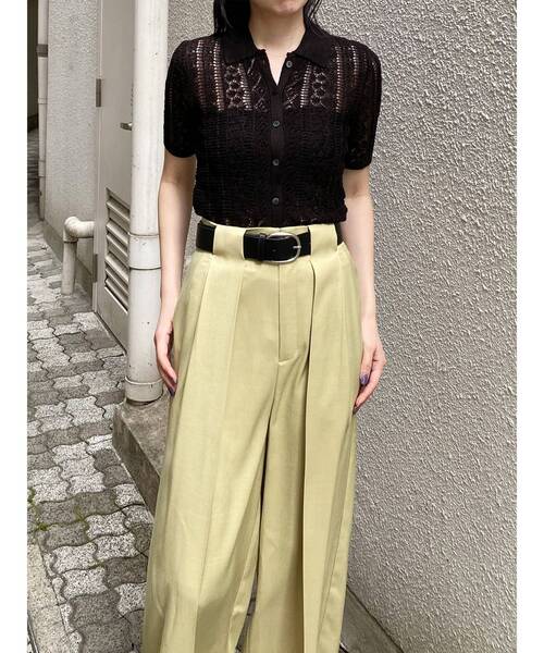 ワイドパンツ スラックス パンツ オーバータックワイドパンツ「ベルト付」　夏服 レディース | MURUA | 15