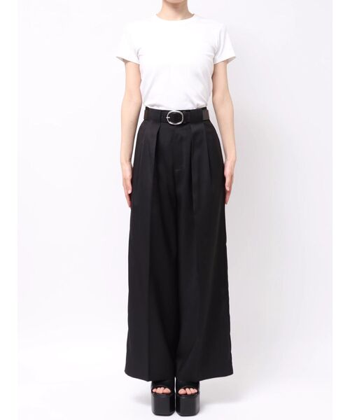 ワイドパンツ スラックス パンツ オーバータックワイドパンツ「ベルト付」　夏服 レディース | MURUA | 07