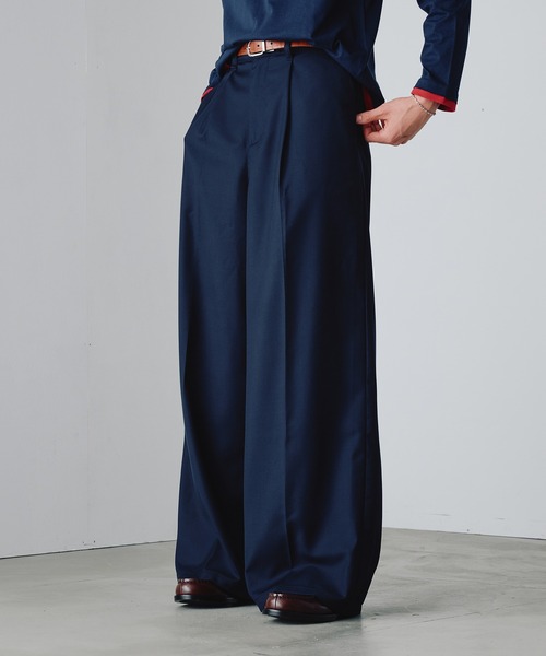 「Adoon plain」 スラックス SMALL ネイビー メンズ_画像4