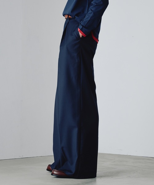 「Adoon plain」 スラックス SMALL ネイビー メンズ_画像5