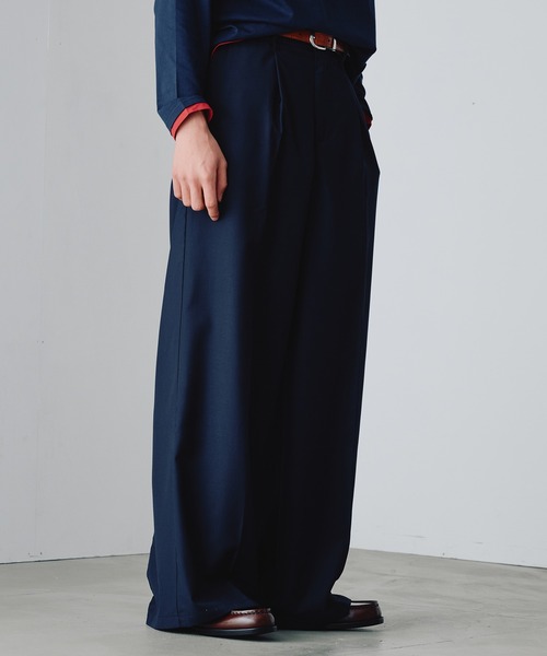 「Adoon plain」 スラックス SMALL ネイビー メンズ_画像6