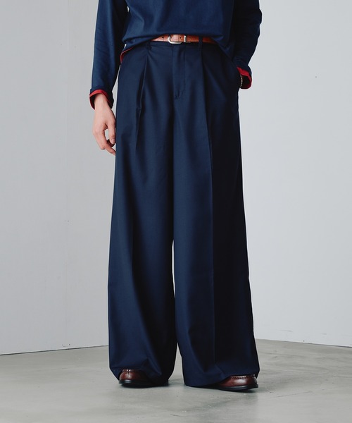 「Adoon plain」 スラックス SMALL ネイビー メンズ_画像7