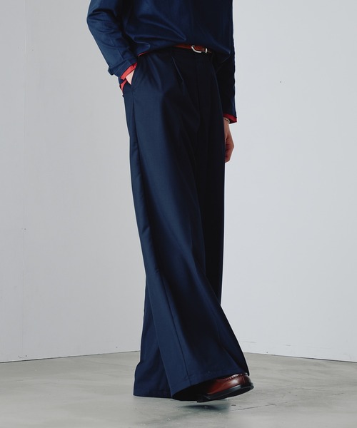 「Adoon plain」 スラックス SMALL ネイビー メンズ_画像8