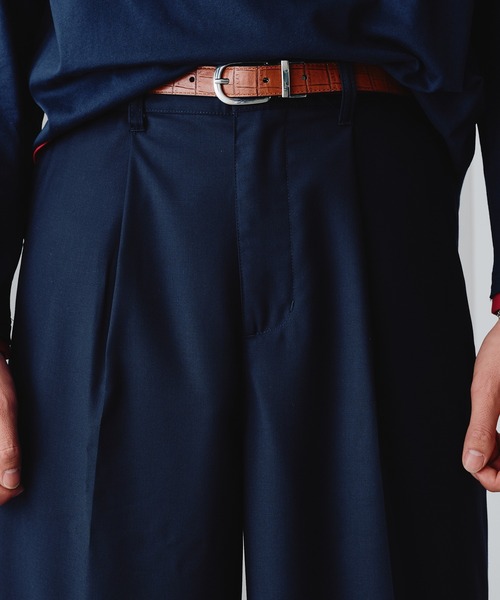「Adoon plain」 スラックス SMALL ネイビー メンズ_画像9