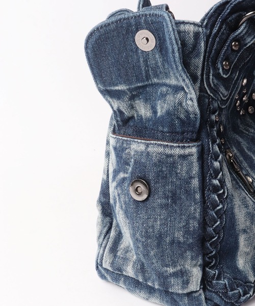 ショルダーバッグ BLACK JACKALL CROWN デニム スタッズ デコレーション 2WAY ショルダーバッグ トートバッグ_13