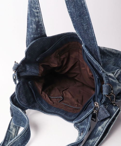 ショルダーバッグ BLACK JACKALL CROWN デニム スタッズ デコレーション 2WAY ショルダーバッグ トートバッグ_14