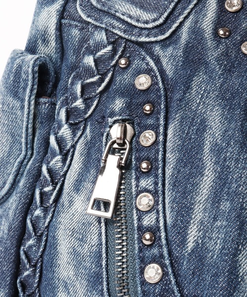 ショルダーバッグ BLACK JACKALL CROWN デニム スタッズ デコレーション 2WAY ショルダーバッグ トートバッグ_11